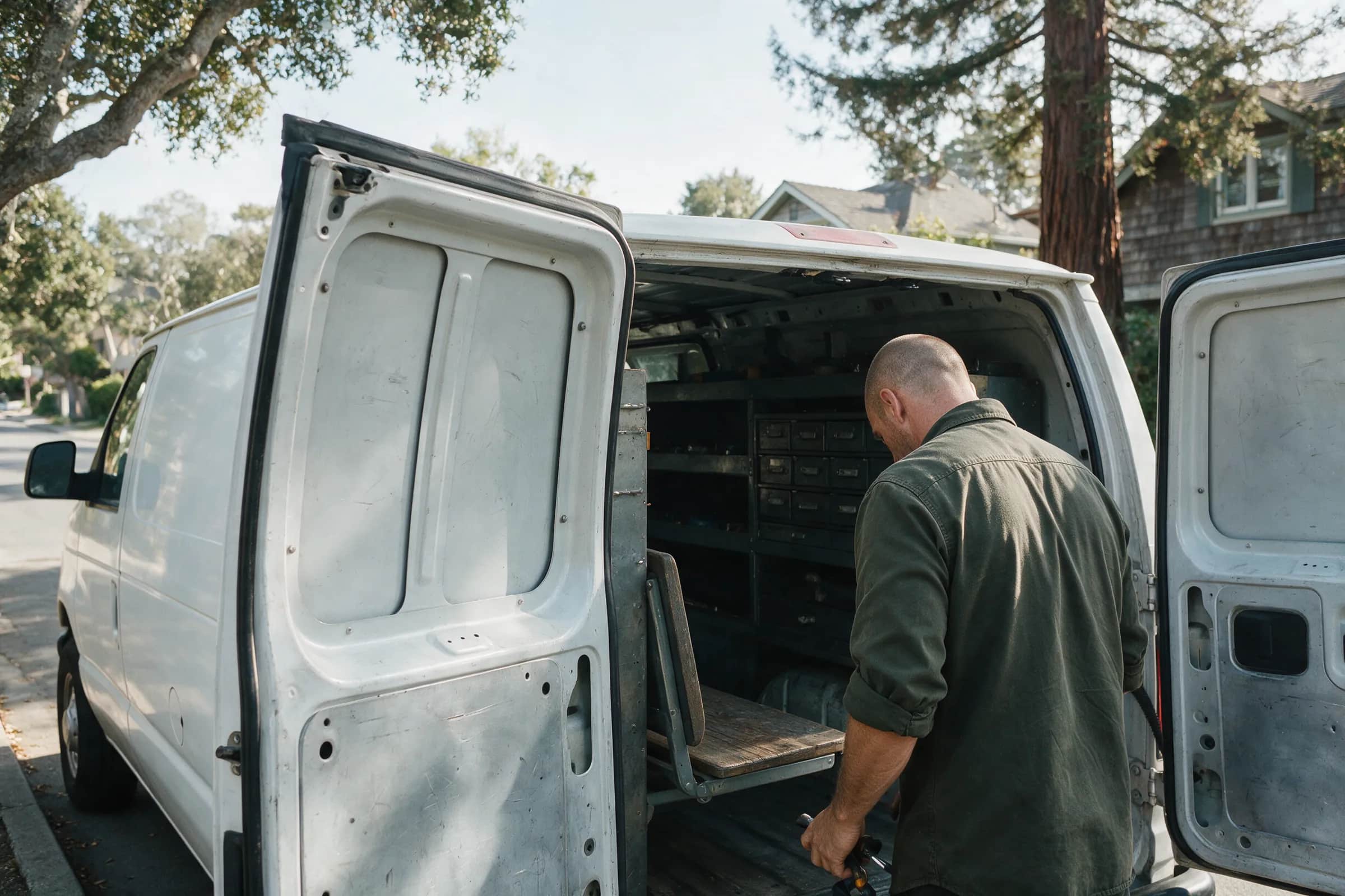 Campanile Lock & Key service van at dusk